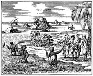 Khoikhois harponnant des poissons, Afrique du Sud, 1931