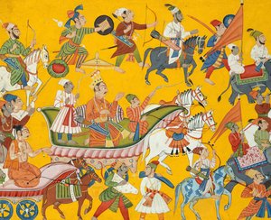 Le roi Dasaratha et sa suite se rendent au mariage de Rama : Folio du Shangri, vers 1690-1710 - Unbekannt