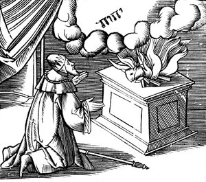 Le roi David faisant une offrande brûlée, XVIe siècle