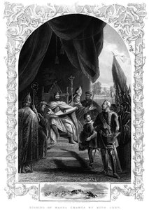 Le roi Jean 1167-1216 signant la Magna Carta à Runnymede, 1215 - Unbekannt
