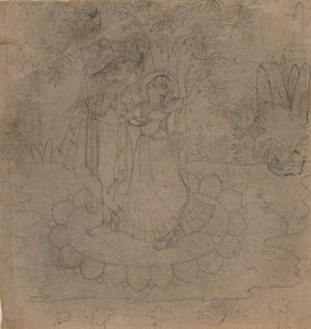 Krishna et Radha Debout sur un Lotus, fin XIXe-début XXe siècle