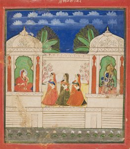 Krishna et Radha dans deux pavillons, 19ème siècle - Unbekannt