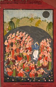 Krishna et les Gopis se rassemblent pour Rasamandala, vers 1720-1730 - Unbekannt
