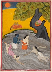 Krishna jouant avec les Gopis dans la Jumna, vers 1770