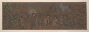 Peinture de paysage de figure dans un cadre boisé - Unbekannt