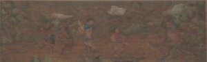 Peinture de paysage avec figure dans un cadre boisé - Unbekannt