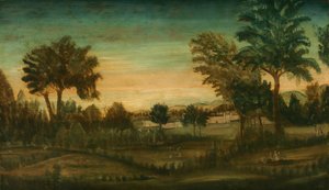 Paysage avec bâtiments, quatrième quart du 18ème siècle