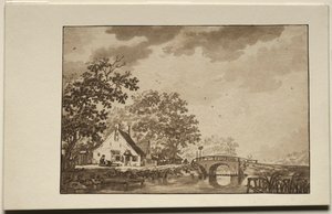 Paysage avec cottage et pont, 18e siècle