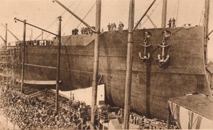 Lancement du cuirassé HMS `Queen Elizabeth`, 16 octobre 1913