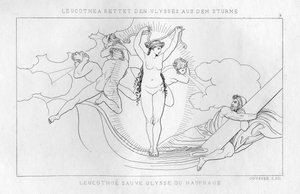 Leucothée, la déesse de la mer, sauve Ulysse dans la tempête, vers 1833