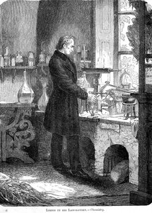 Liebig dans son laboratoire-Chimie, milieu du 19ème siècle vers 1885 - Unbekannt