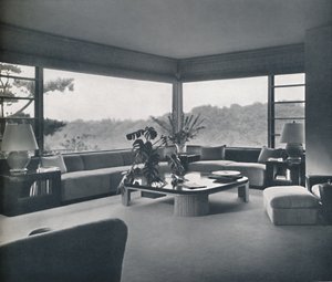 Salon dans la maison de Miss Patricia Detring à Bel Air, Californie, vers 1945