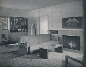 Salon conçu par Honor Easton et Alyne Whalen dans une maison à Los Angeles, 1942