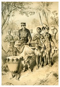 Livingstone faible de fièvre escorté à la ville de Shinte, vers 1854 - Unbekannt