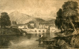 Pont de Llangollen, Château Dinas Bran, sur la rivière Dee : Nord du Pays de Galles, 19e siècle