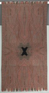 Long châle avec grands botehs symétriques et petit centre noir, 1855-1862