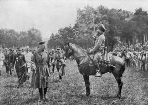 Lord Kitchener inspectant les troupes algériennes, France, Première Guerre mondiale, 16 août 1915