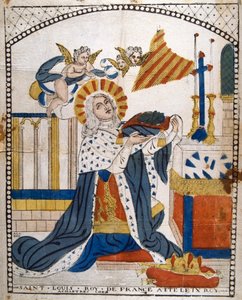 Louis IX, roi de France, dans la cathédrale de Chartres en habits de couronnement
