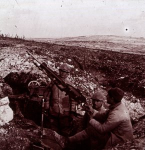 Mitrailleuses, Mont Kemmel, Flandres, Belgique, vers 1914-1918