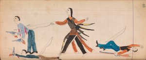Maffet Ledger : Indien et trois hommes blancs, vers 1874-81