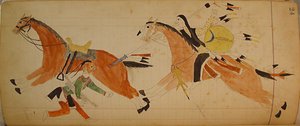 Maffet Ledger : Deux Indiens avec des chevaux, vers 1874-81