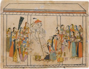 Maharaja Raj Singh adoré par ses dames, vers 1710-20