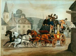 Diligence sur la route de Bath à Londres, vers 1840