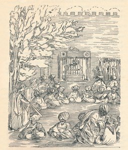 Le major Denhan et son groupe reçus par le cheikh de Bornu, 1826, 1912 - Unbekannt