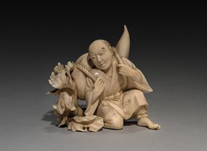 Homme portant un gros légume, fin 1800s - début 1900s