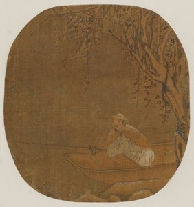 Homme pêchant depuis un bateau sous un arbre, Peut-être dynastie Ming, 1368-1644 - Unbekannt