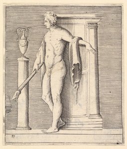 Homme avec torche à la porte du temple, publié vers 1599-1622