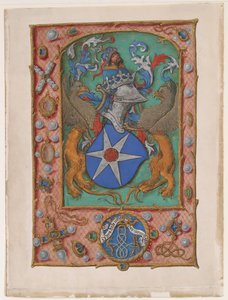 Feuille de manuscrit avec blason, d