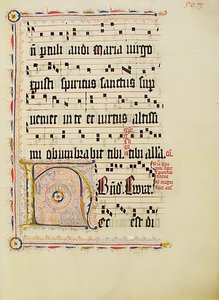Feuille de manuscrit avec initiale H, d