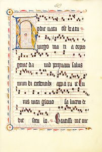 Feuille de manuscrit avec initiale H, d