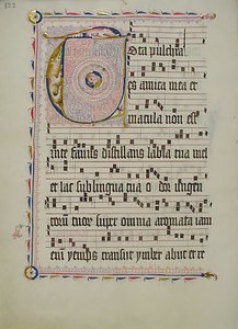 Feuille de manuscrit avec initiale T, d