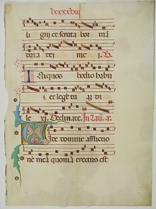 Feuille de manuscrit avec initiale V, d