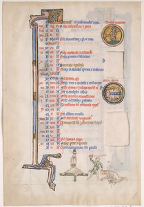Feuille de manuscrit avec calendrier de juin, d