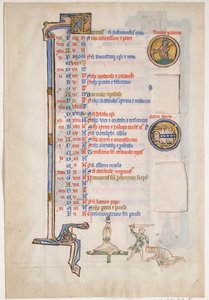 Feuille de manuscrit avec calendrier de juin, d
