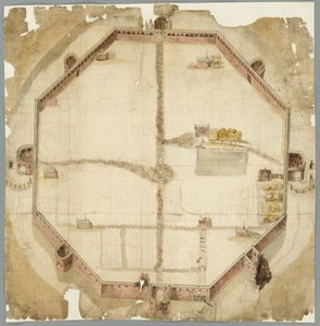 Carte de 1530 montrant les murs planifiés mais jamais exécutés de La Haye, Pays-Bas - Unbekannt