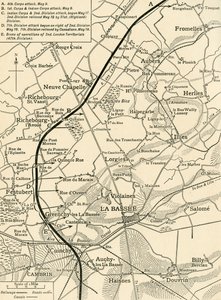 Carte illustrant les opérations de la Première Armée..., Première Guerre mondiale, 1915, vers 1920 - Unbekannt