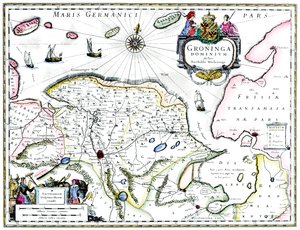 Carte de Groningue, Pays-Bas, 17ème siècle - Unbekannt