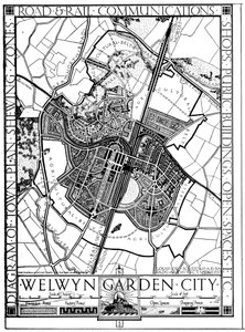Carte de Welwyn Garden City, Hertfordshire, Angleterre, 1926 - Unbekannt