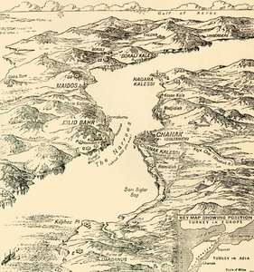 Carte des Dardanelles, Première Guerre mondiale, 1915, vers 1920