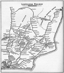 Carte du système ferroviaire Leopoldina, 1914