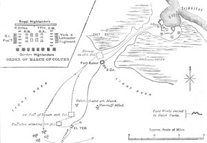 Carte de la marche vers El Teb, 28-29 février 1884, vers 1881-85