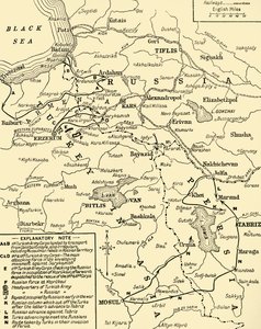 Carte de la frontière entre la Russie et la Turquie, Première Guerre mondiale, vers 1920 - Unbekannt