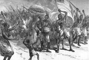 Marche des guerriers Ashantee, vers 1880
