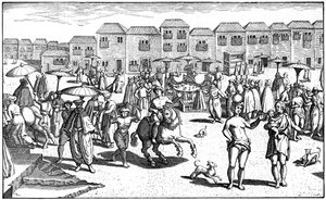 Marché à Goa, Inde, 1599