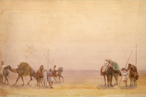 Hommes avec chameaux et chevaux, partie du panorama de Londres à Hong Kong
