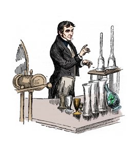 Michael Faraday donnant une conférence à la Royal Institution, Londres, 1835